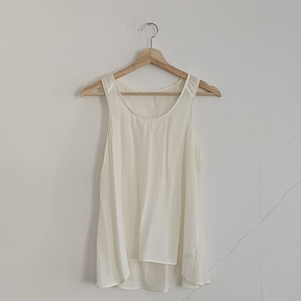 Everlane cream silk sleeveless tank